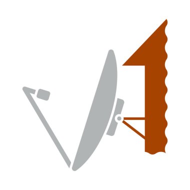 Uydu Anten Simgesi. Düz Renk Tasarımı. Vektör İllüstrasyonu.