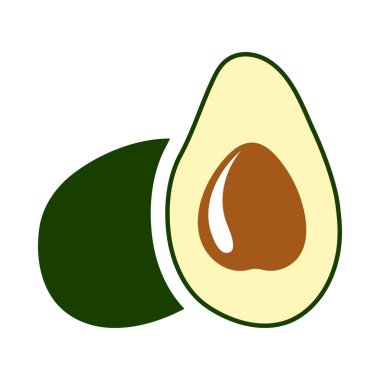 Avocado Simgesi. Düz Renk Tasarımı. Vektör İllüstrasyonu.