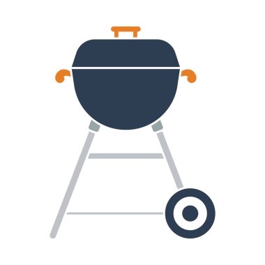 Barbekü ikonu. Düz Renk Tasarımı. Vektör İllüstrasyonu.