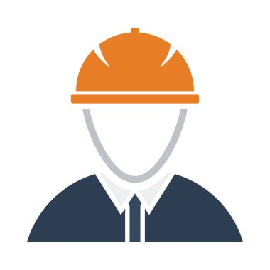 Miğferli İnşaat İşçi Şefi Simgesi. Renk Doldurma Tasarımı Özeti. Vektör İllüstrasyonu.