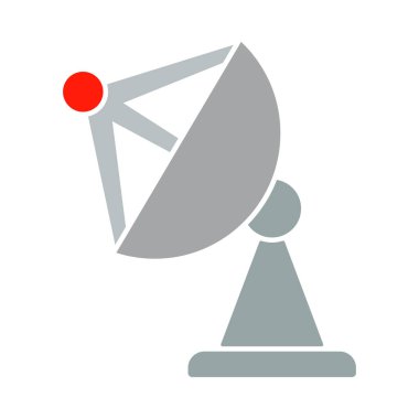 Uydu Anten Simgesi. Düz Renk Tasarımı. Vektör İllüstrasyonu.