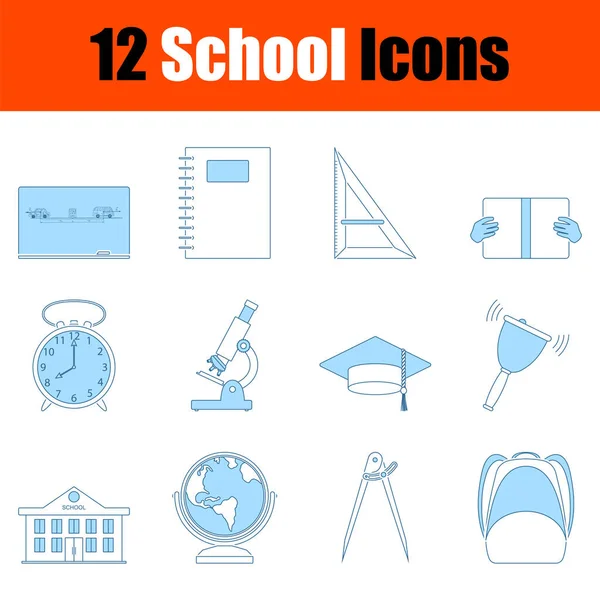 学校Icon Set 蓝色填充设计的细线 病媒图解 — 图库矢量图片