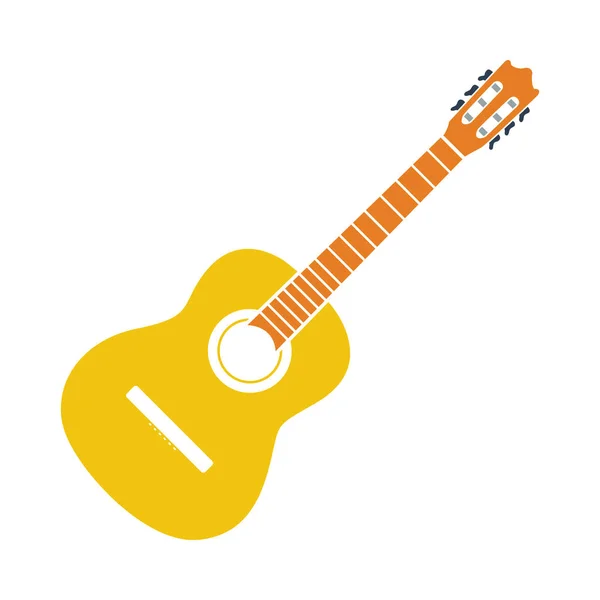Icon Acoustic Guitar Flat Color Design Vector Illustration — Stock Vector