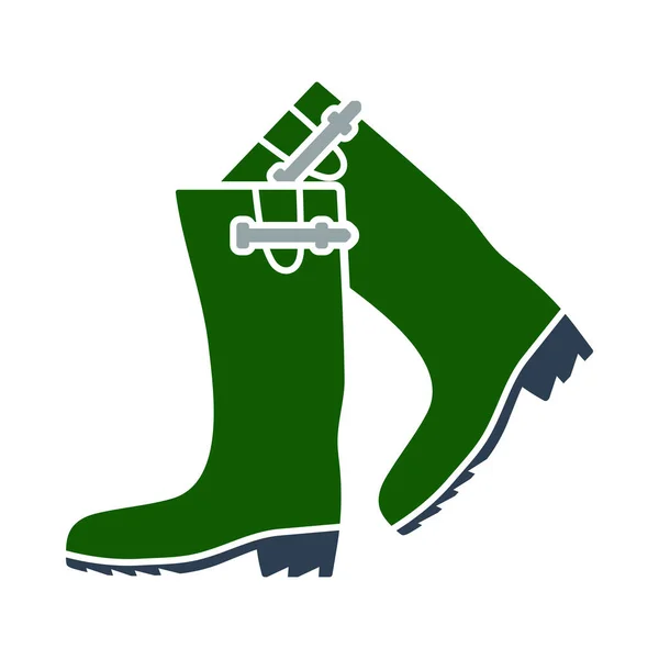 Icon Hunter Rubber Boots Plochý Design Vektorová Ilustrace — Stockový vektor