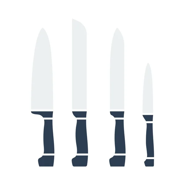 Kitchen Knife Set Icon Flat Color Design Vector Illustration — Stock Vector