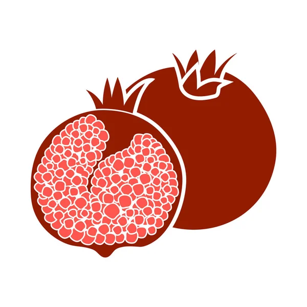 Pomegranate Icon Flat Color Design Vector Illustration — Stock Vector