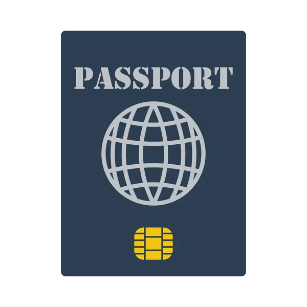 Pasaporte Con Chip Icon Diseño Color Plano Ilustración Vectorial — Vector de stock