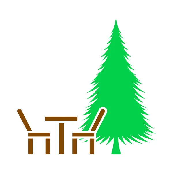 Icono Park Seat Pine Tree Diseño Color Plano Ilustración Vectorial — Vector de stock