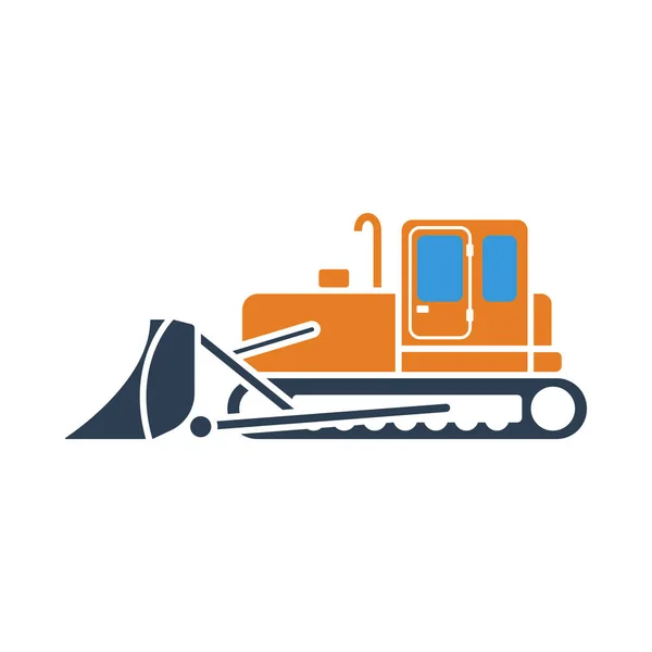 Icono Excavadora Construcción Diseño Color Plano Ilustración Vectorial — Vector de stock