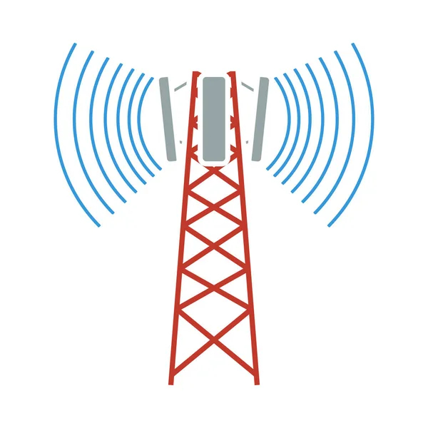 Cellular Broadcasting Antenna Icon Flache Farbgestaltung Vektorillustration — Stockvektor