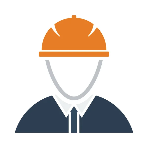 Icon Construction Worker Head Helmet Контур Цветовым Оформлением Векторная Миграция — стоковый вектор