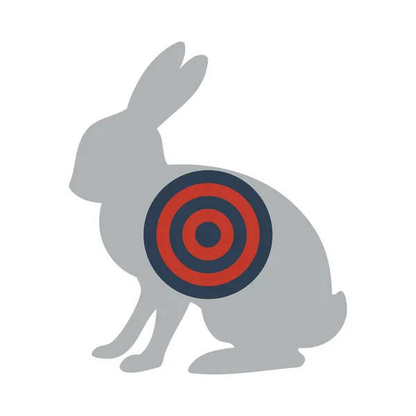 有目标的野兔轮廓 平面色彩设计 病媒图解 — 图库矢量图片