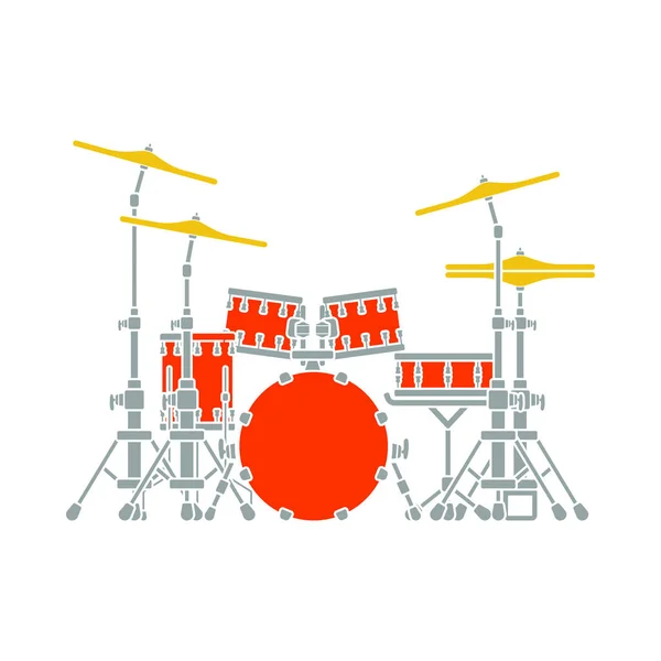 Drum Set Icon Flat Color Design Vector Illustration — Stock Vector