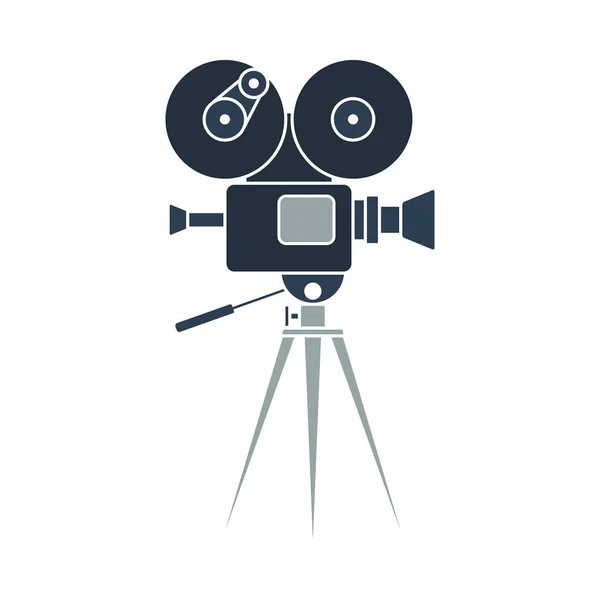Retro Cinema Camera Icon Plochý Design Vektorová Ilustrace — Stockový vektor