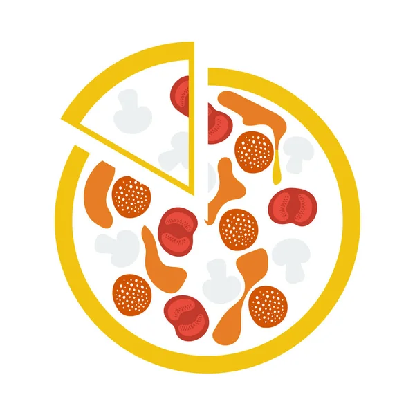 Pizza Plate Icon Flat Color Design Vector Illustration — Stock Vector