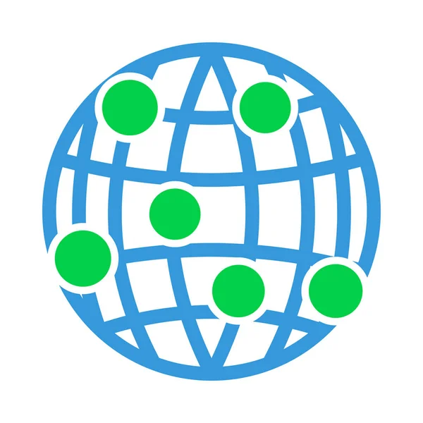Εικονίδιο Σημείου Σύνδεσης Globe Επίπεδη Σχεδίαση Χρωμάτων Εικονογράφηση Διανύσματος — Διανυσματικό Αρχείο