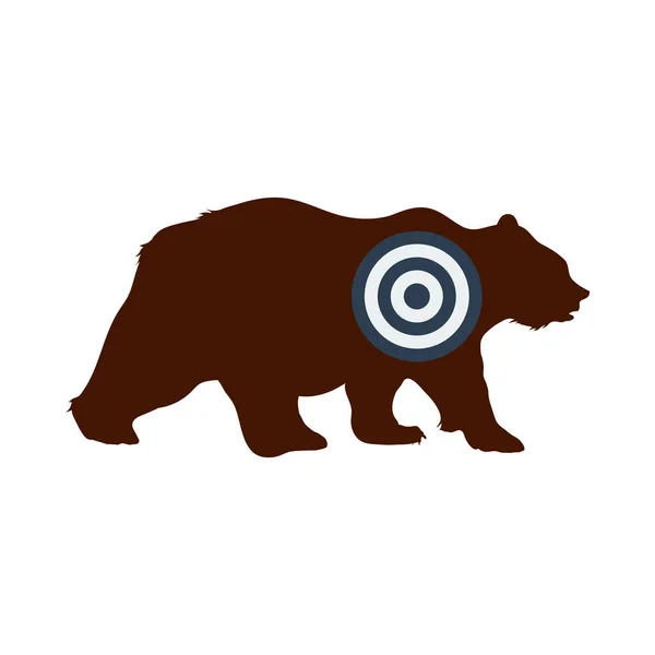 Ikone Des Bären Silhouette Mit Ziel Flache Farbgestaltung Vektorillustration — Stockvektor