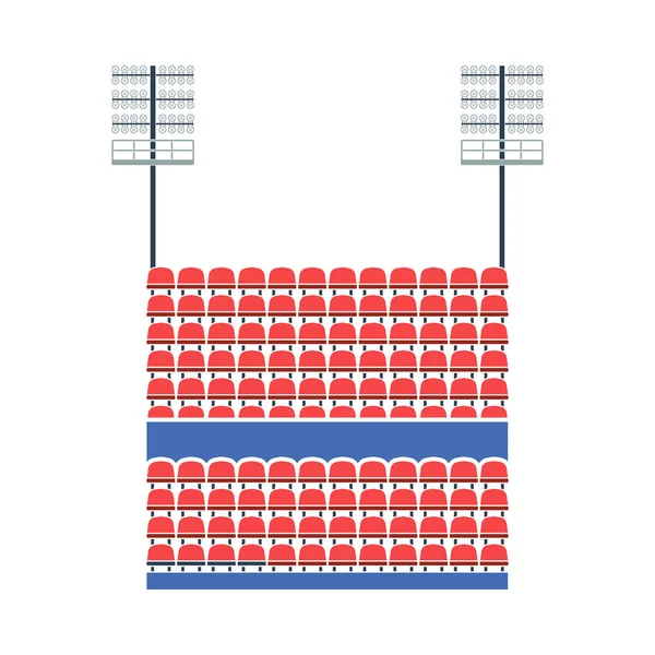 Stadiontribüne Mit Sitzplätzen Und Lichtmast Ikone Flache Farbgestaltung Vektorillustration — Stockvektor