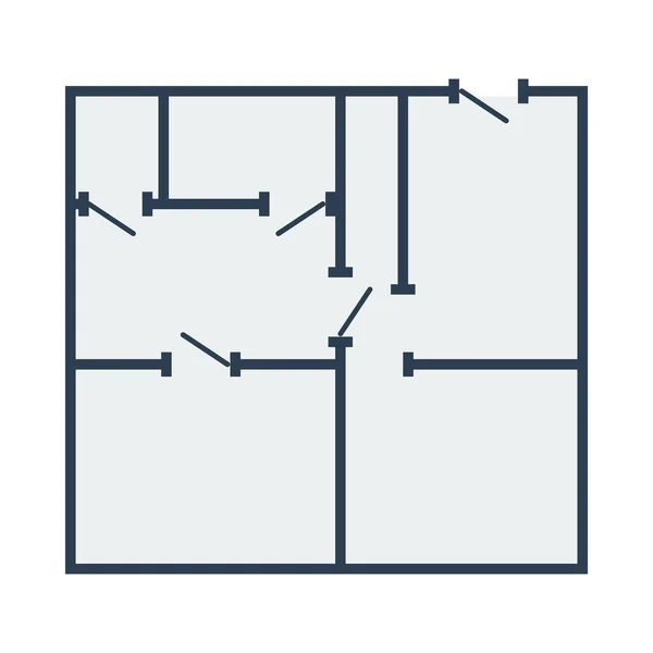 Ikone Des Wohnungsplans Umriss Mit Farbfülldesign Vektorillustration — Stockvektor