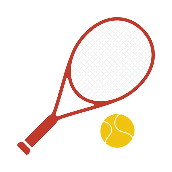 Ikone Des Tennis Rakete Und Ball Flache Farbgestaltung Vektorillustration — Stockvektor