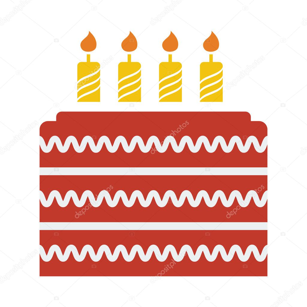 Party Cake Icon. Flat Color Design. Vector Illustration.