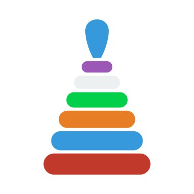 Piramit Oyuncak Simgesi. Düz Renk Tasarımı. Vektör İllüstrasyonu.