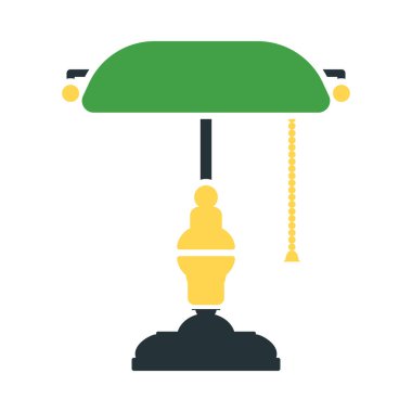 Yazar Lambası Simgesi. Düz Renk Tasarımı. Vektör İllüstrasyonu.