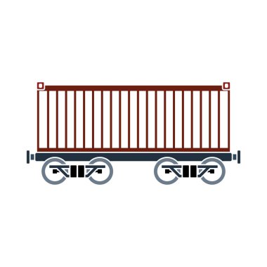 Demiryolu Kargo Konteynırı Simgesi. Düz Renk Tasarımı. Vektör İllüstrasyonu.