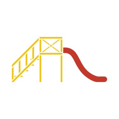 Çocuk Kaydırak Simgesi. Düz Renk Tasarımı. Vektör İllüstrasyonu.