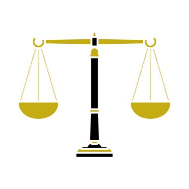 Adalet Ölçeği Simgesi. Düz Renk Tasarımı. Vektör İllüstrasyonu.
