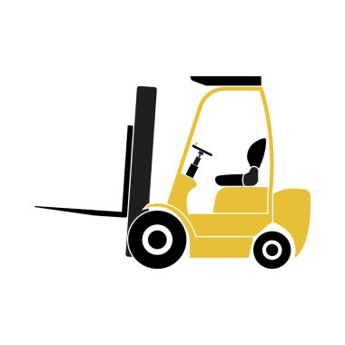 Depo Forklift Simgesi. Düz Renk Tasarımı. Vektör İllüstrasyonu.