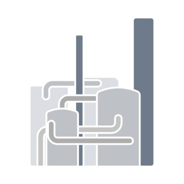 Kimyasal Santral Simgesi. Düz Renk Tasarımı. Vektör İllüstrasyonu.