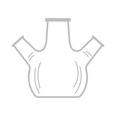 Üçlü gırtlaklı yuvarlak dipli kimya ikonu. Düz Renk Tasarımı. Vektör İllüstrasyonu.