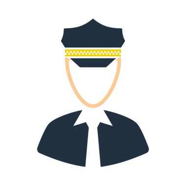 Taksi Şoförü Simgesi. Düz Renk Tasarımı. Vektör İllüstrasyonu.