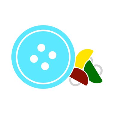 Düğme Simgesi Dikiliyor. Düz Renk Tasarımı. Vektör İllüstrasyonu.