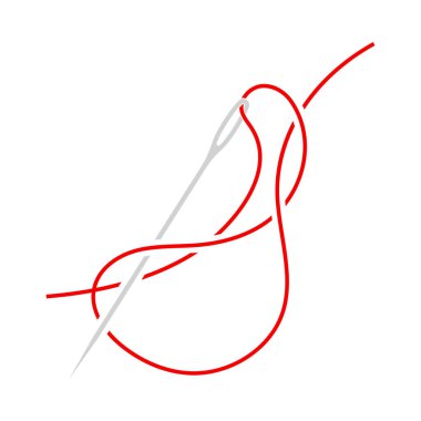 İplik Simgesi Şırıngası Dikiliyor. Düz Renk Tasarımı. Vektör İllüstrasyonu.