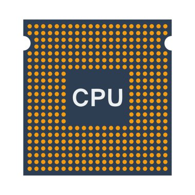 İşlemci Simgesi. Düz Renk Tasarımı. Vektör İllüstrasyonu.