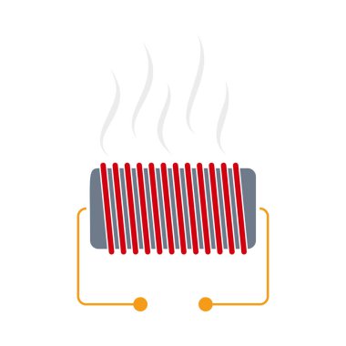 Elektrikli ısıtıcı simgesi. Düz Renk Tasarımı. Vektör İllüstrasyonu.