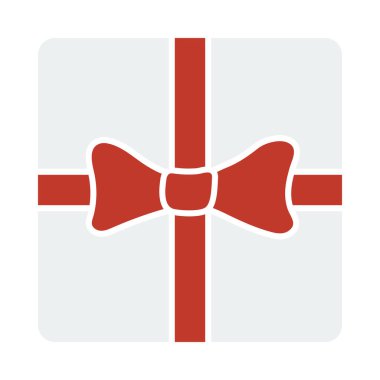 Kurdele ikonlu hediye kutusu. Düz Renk Tasarımı. Vektör İllüstrasyonu.