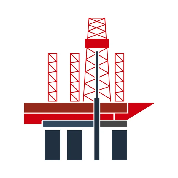 Oil Sea Platform Icon Flat Color Design Vector Illustration — Stock Vector