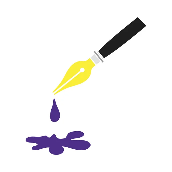 Füllfederhalter Mit Blot Symbol Flache Farbgestaltung Vektorillustration — Stockvektor