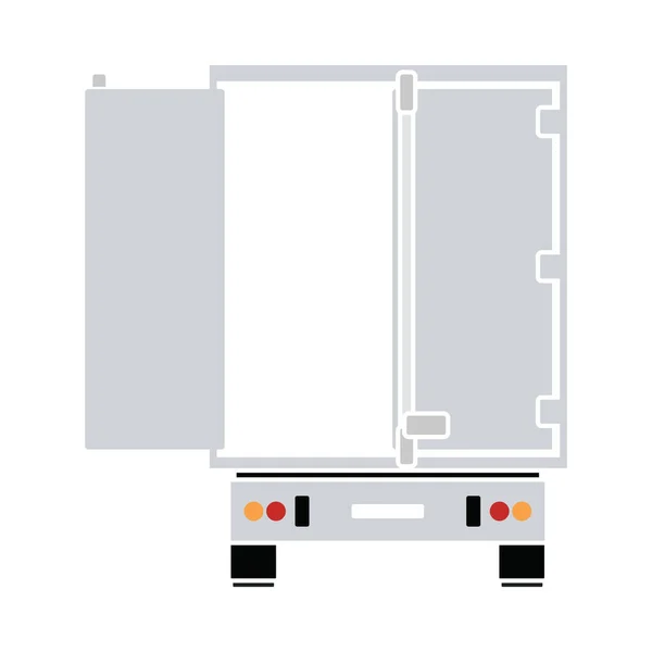 Truck Trailer Rear View Icon Flat Color Design Vector Illustration — Stock Vector