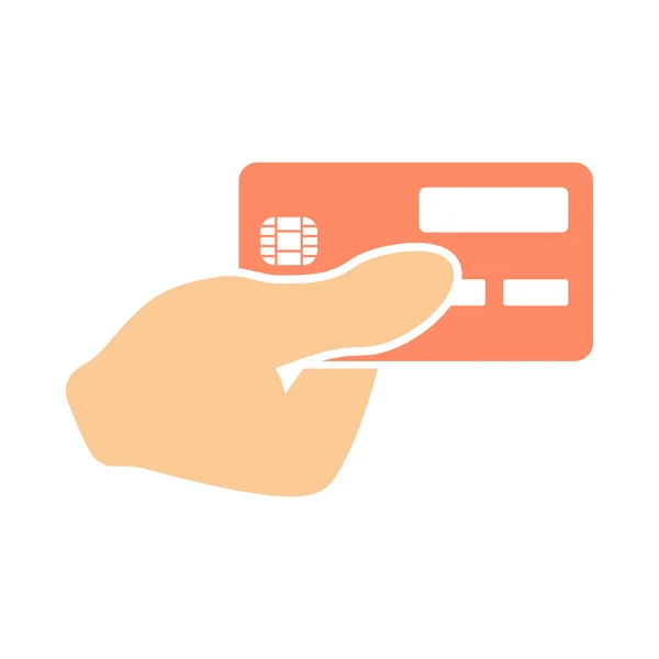 Hand Holding Credit Card Icon Flat Color Design Vector Illustration — Stock Vector