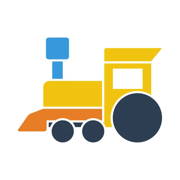 Train Speelgoedicoon Vlakke Kleur Ontwerp Vector Illustratie — Stockvector
