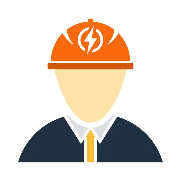 Electric Engineer Icon Flat Color Design Vector Illustration — Stock Vector