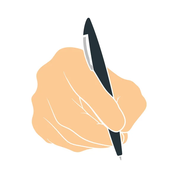 Hand Mit Stift Symbol Flache Farbgestaltung Vektorillustration — Stockvektor