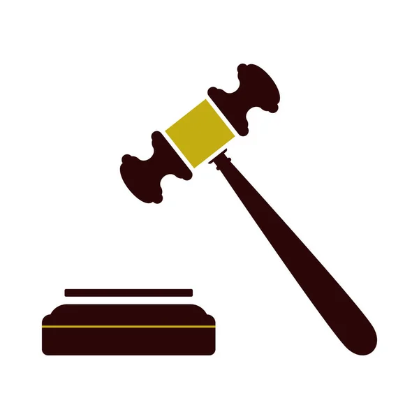 Judge Hammer Icon Flat Color Design Vector Illustration — Stock Vector