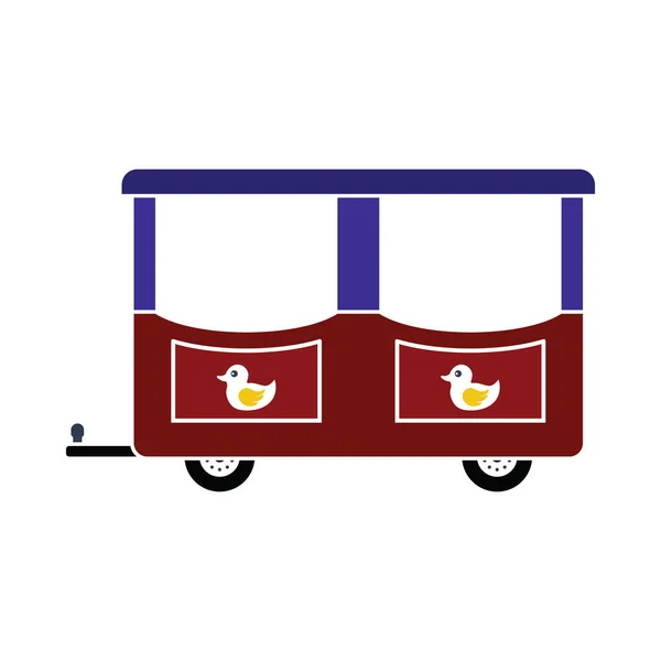 子供列車のアイコンのワゴン フラットカラーデザイン ベクターイラスト — ストックベクタ