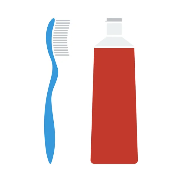 牙膏和牙刷图标 平面色彩设计 病媒图解 — 图库矢量图片