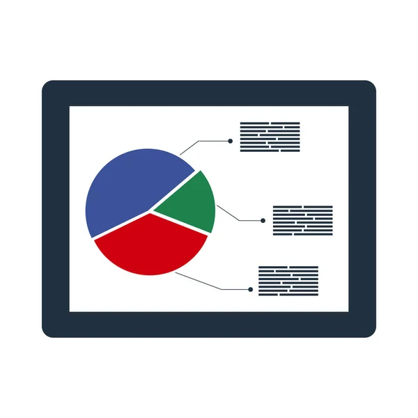 Tablet Analytics Diagram Icon Плоский Дизайн Цвета Векторная Миграция — стоковый вектор